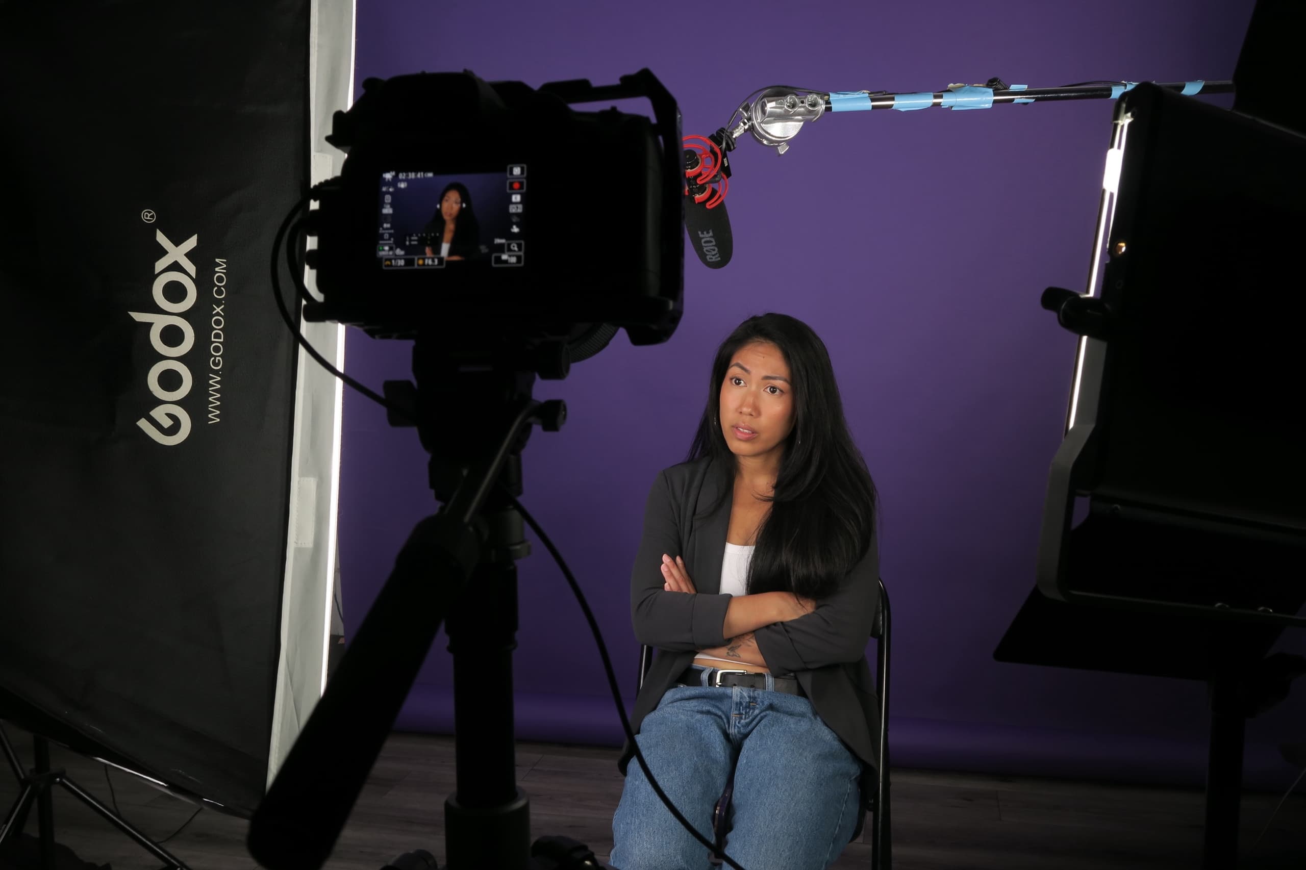 An actor being filmed on set at Shiki Studios